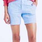 LL Bean Blue Patchwork Seersucker Favorite Fit Cotton Bermuda Shorts Size 6 Photo 0