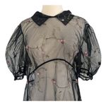 Dolls Kill  SUGAR THRILLZ Sheer Mesh Floral Embroidered Puff Sleeve Dress Sz 2XL Photo 3