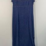 Boston Proper Vintage Denim Square Neck High Waist Short Sleeve Maxi Dress Sz 6 Photo 0