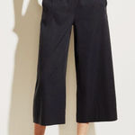 Vince NWT ‎ Wide Leg Cropped Pants Women Sz 8 Black Linen Blend Minimalist Career Photo 0