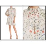 Joie 💕💕 Shima Smocked Ruffled Dress ~ Chiffon Mock Neck Floral Print Medium Photo 5