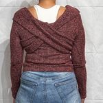 Black Bead  Burgundy Marled Cross Cross Sweater Sz L Photo 8