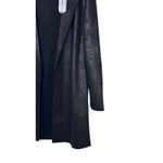 Tahari  Womens Jacket Open Front Mid Length Faux Leather Black Stretch Medium NWT Photo 1