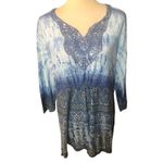 Energie BLUE MULTICOLOR With LACE 3/4 SLEEVE SHARK BITE HEM EMBELLISHED pullover Photo 2