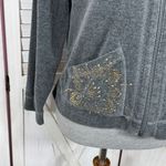 Onque Casuals Studded Velour Track Jacket Gray Gold Small Grandma Photo 4