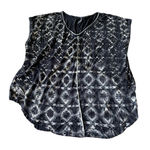 🦃 Edista Black Patterned Cap Sleeve Shirt Size XL Photo 0