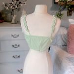 Ruffled Cotton Crop Top Pastel Green Photo 3