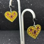 Handmade Yellow and Pink Heart‎ Earrings Photo 1