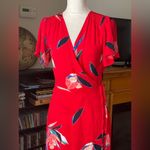 A New Day  Red Floral Print Wrap Surplice Maxi Dress Pockets Side Tie Summer Sz S Photo 7