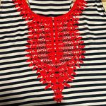 THML Anthropologie  Embroidered Orange Stripe Top Photo 1