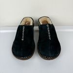 UGG  Australia Black Suede Slip On Mules Clogs Sz 7 Embroidered Photo 5