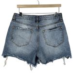 KanCan Distressed Rainbow Thread Denim Shorts High Waisted Ripped Blue Jean‎ S Photo 1