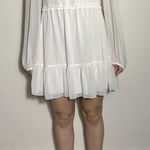 Aritzia  Wilfred White Smocked Chiffon Mini Dress Size XL Photo 0