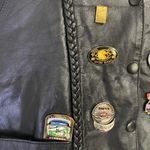 barney's new york Barney’s Leather Biker Vest – Women’s Size M Black Patch Harley Motorcycle Style Photo 4