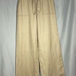 Coldwater Creek Women’s Wide Leg Trousers Linen Pants Khaki Natural Fit Sz L NWT Photo 0
