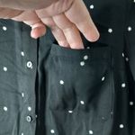 Old Navy  S Workwear Long Sleeved Button Down White Star Dots on Black Shirt Top Photo 7