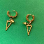 Titanium Steel Spike Dangle Drop Earrings for Men Women,Punk Hip Hop Earrings Gold Photo 2