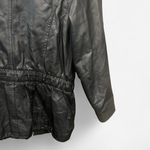 Vintage 90s Metropolitan New York Leather Jacket Fur Collar Cinched Waist Medium Black Photo 6