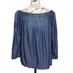 Cloth & Stone SMALL Off Shoulder Elastic Split Sleeve Side Chambray Denim Top Photo 5