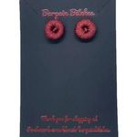 New earrings fall crochet button stud retro style earrings metal backing fall Red Photo 0