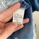 Cal Style L Blouse 100% Cotton Blue Floral Embroidered Tassels Size L Photo 4