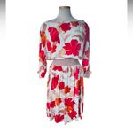 Maeve Anthropologie Dress Gemma Midi 3/4 Sleeve Floral Blue ,Orange ,Red Size M Photo 1