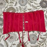 Frederick's of Hollywood Vtg Corset Top Bustier Red Lace Brocade M Medium 36 Photo 6