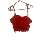 INDIKAH  Women's Size Large Red Lace Embroidered Tie Slv‎ Zip Back Tank Top Photo 4