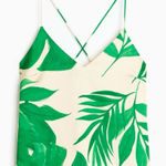 H&M Womens Tropical Satin Cami Tank Top Cream Green Small NEW Photo 0
