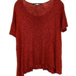 Kensie  Shirt Red Black Striped Asymmetrical Rayon Stretch Top Womens Medium M Photo 1