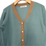 Grace Karin  Women’s Size M Blue Teal Colorblock Button Up Sweater Cardigan Photo 5