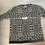 Vintage Garland Wool Blend Sweater Women's Medium Black Cream Geometric Knit Photo 5