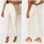 Missguided NWT Faux Leather Split Hem Leggings in Cream Size 8 US Photo 1
