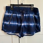 Athleta  Women Navy Blue Tie Dye Lightweight Stretchy Athletic Shorts Zip Pockets Photo 0