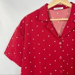 Red Dress Boutique Blue Blue Boutique Red & White Polka Dot Collar Short Sleeve Top L Photo 2