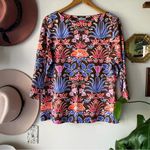 J. McLaughlin ‎ Top Wavesong Stained Glass Floral 3/4 Sleeve women’s SIZE XL Photo 2