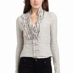 BCBGMAXAZRIA Gray Ruffle Wool Long Sleeve Cardigan Sweater Size Small Photo 0