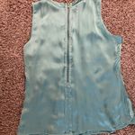 Kenar  Teal Ruffle Front Sleeveless Top Exposed Back Zip L Photo 8