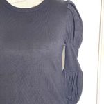 The Limited  Womens Sweater Size Small Black Puff Sleeve Slim Stretch Ribbed Photo 3