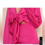 Lulus  Trendsetting Direction Magenta Satin Tie Front Wide Leg Jumpsuit Photo 2