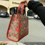 Coach Dempsey Tote 22 In Signature Canvas With Wild Strawberry Print CH324 Photo 2
