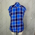 Rails  Britt Plaid Cap-Sleeve Shirt in Santorini Royal Blue Size US XS‎ Photo 7