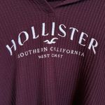 Hollister Burgundy Waffle Oversized Cropped Hoodie Sweater Medium Photo 4