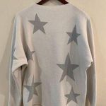 Sione Women's Sweater M Star Print Long Sleeve Metallic White Knit Pullover Size M Photo 0