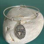 ALEX AND ANI Silver Tone “Because I Love You" Engraved Charm Bangle Bracelet Photo 5