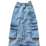 Wild Fable Women's  Denim Midi Cargo Skirt Medium Denim Wash Size XXS Photo 5
