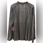 Vince Camuto NWT Women's 3X Black & Gold Sparkle and Shine Tie Blouse Photo 1