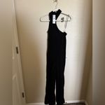 Urban Outfitters  Asymmetrical‎ Halter Neck Ribbed Flare Jumpsuit Sz L NEW black Photo 4
