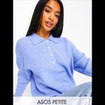 ASOSDesign 00Petite Blue Sweater w Polo Neck in Rib NWOT Photo 1