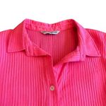 Amanda Uprichard Bright Pink Button-Down Dress Ribbed Long Sleeve Size Medium Photo 1